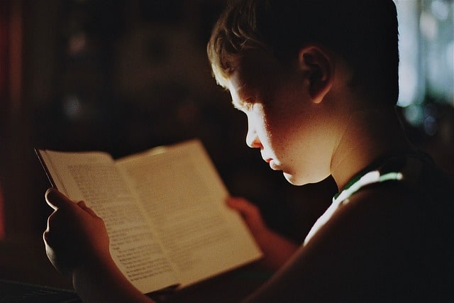 Chico leyendo libro